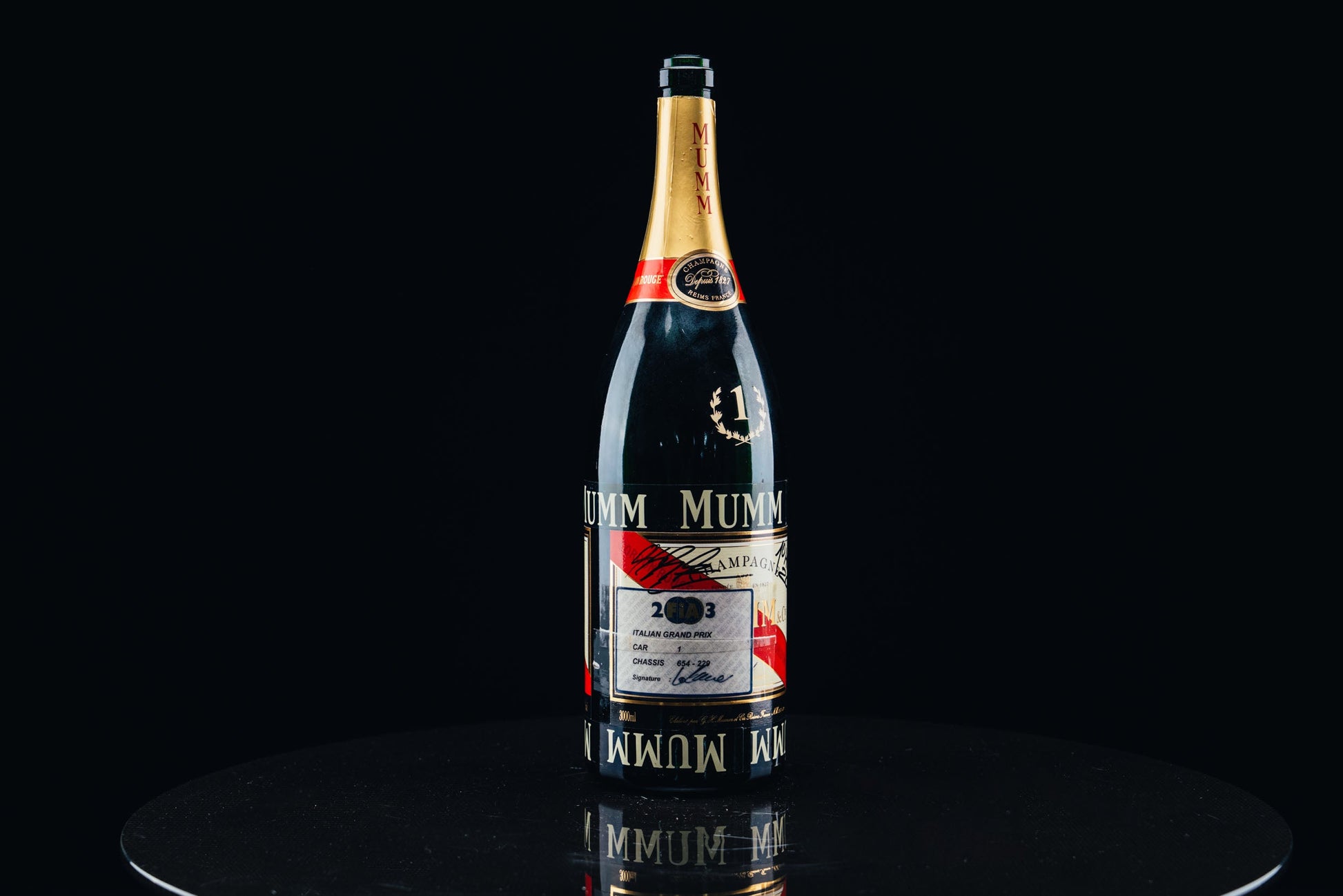 1052 - Mumm Podium Bottle Signed from Michael Schumacher