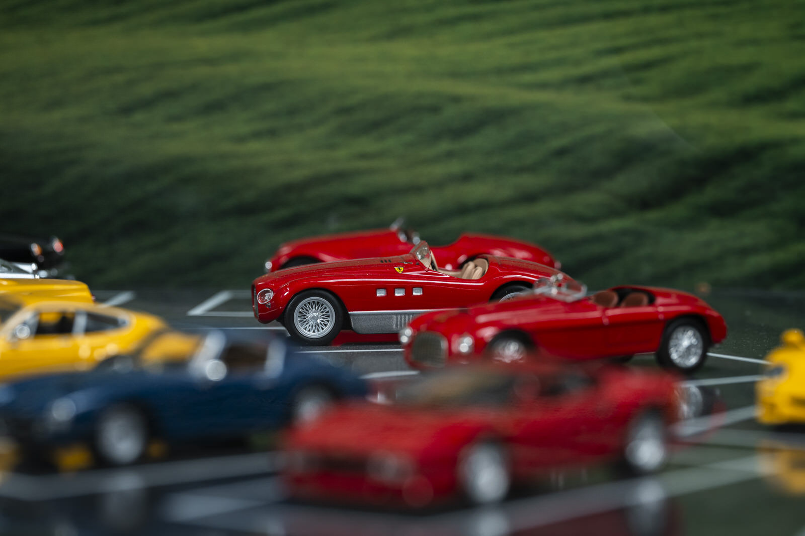 Ferrari scale model table with glass top