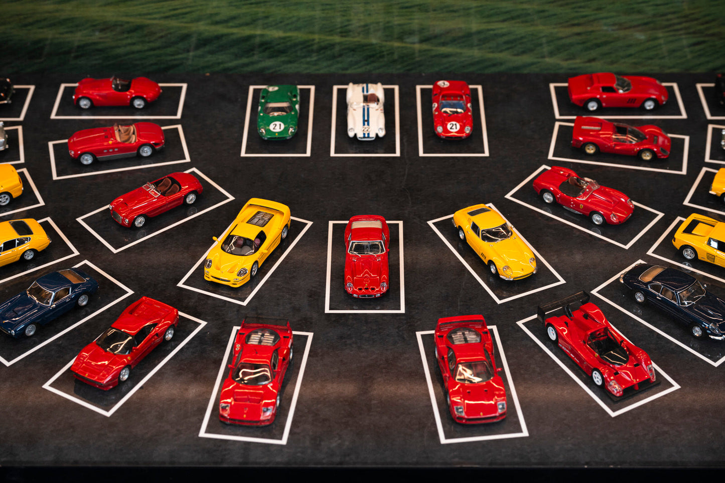 Ferrari scale model table with glass top