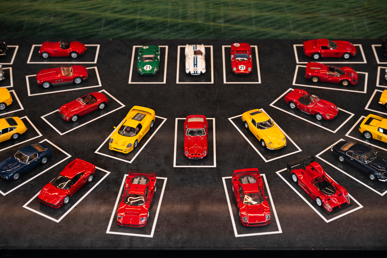 Ferrari scale model table with glass top