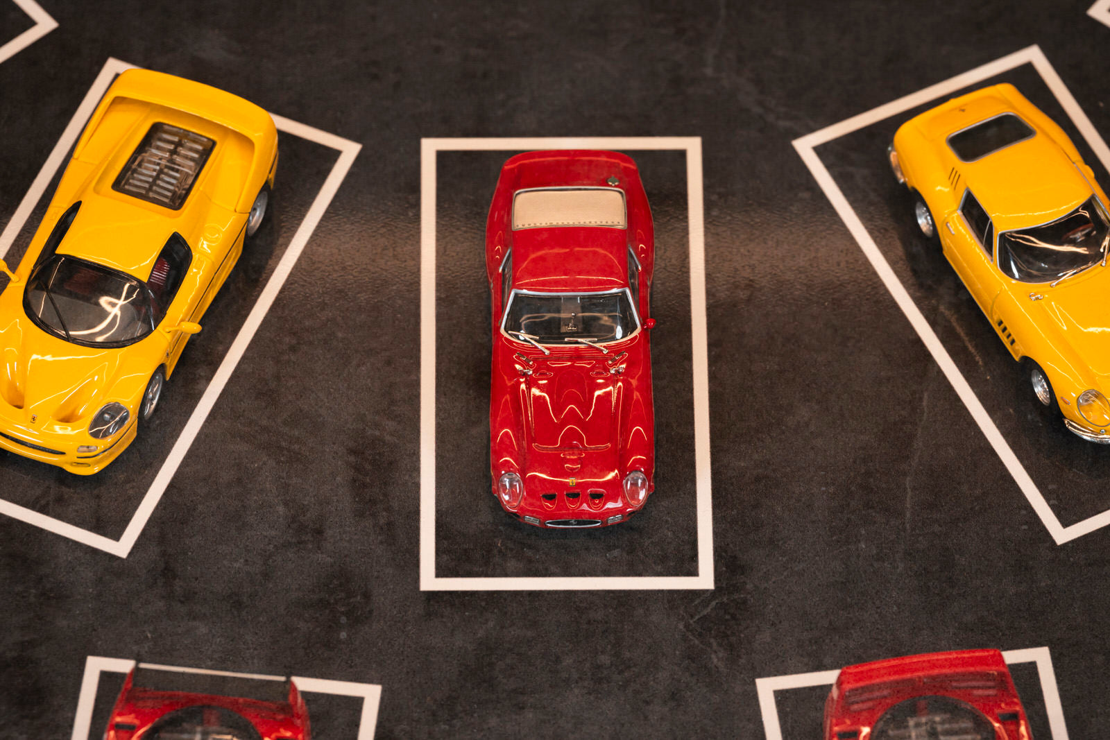 Ferrari scale model table with glass top