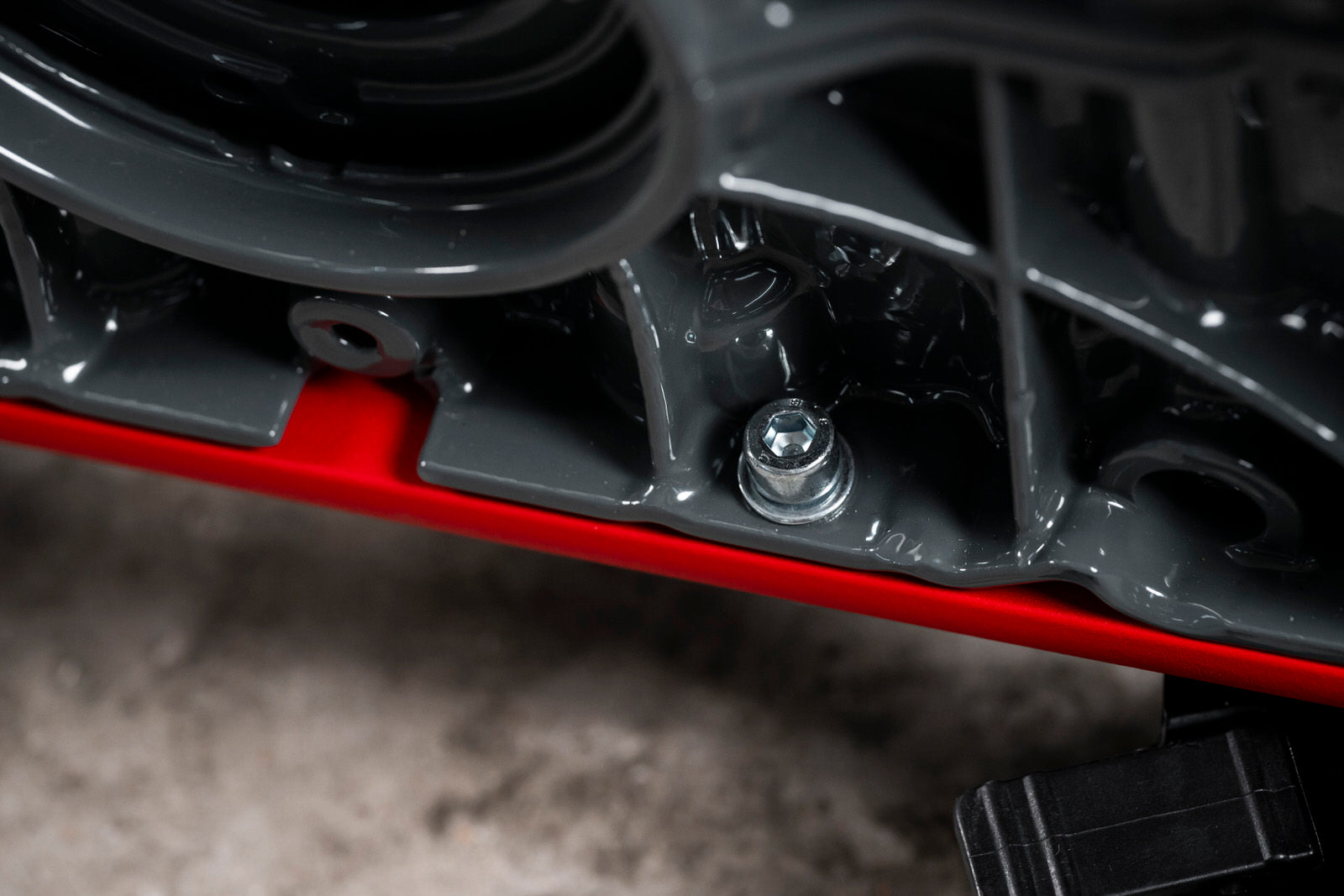 Maserati engine table with glass base